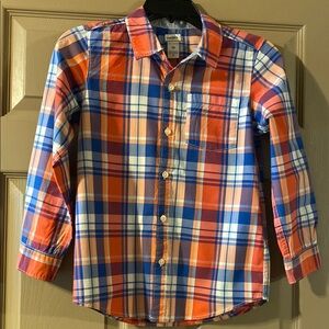 Carters Boys Size 10 Colorful Plaid button down Shirt 100% cotton